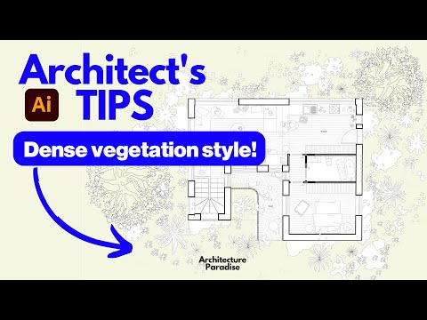 Video tutorial Architect's Tips: dense vegetation style in Illustrator around a floor plan